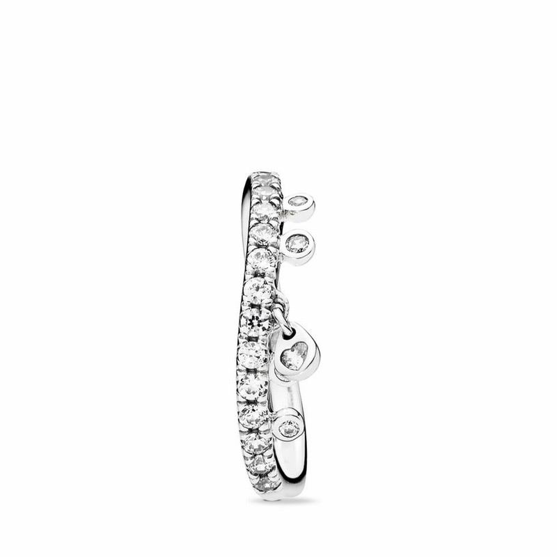 Pandora Chandelier Droplets Stackable Ring Ireland - Sterling Silver/Cubic Zirconia - 487016DNZ